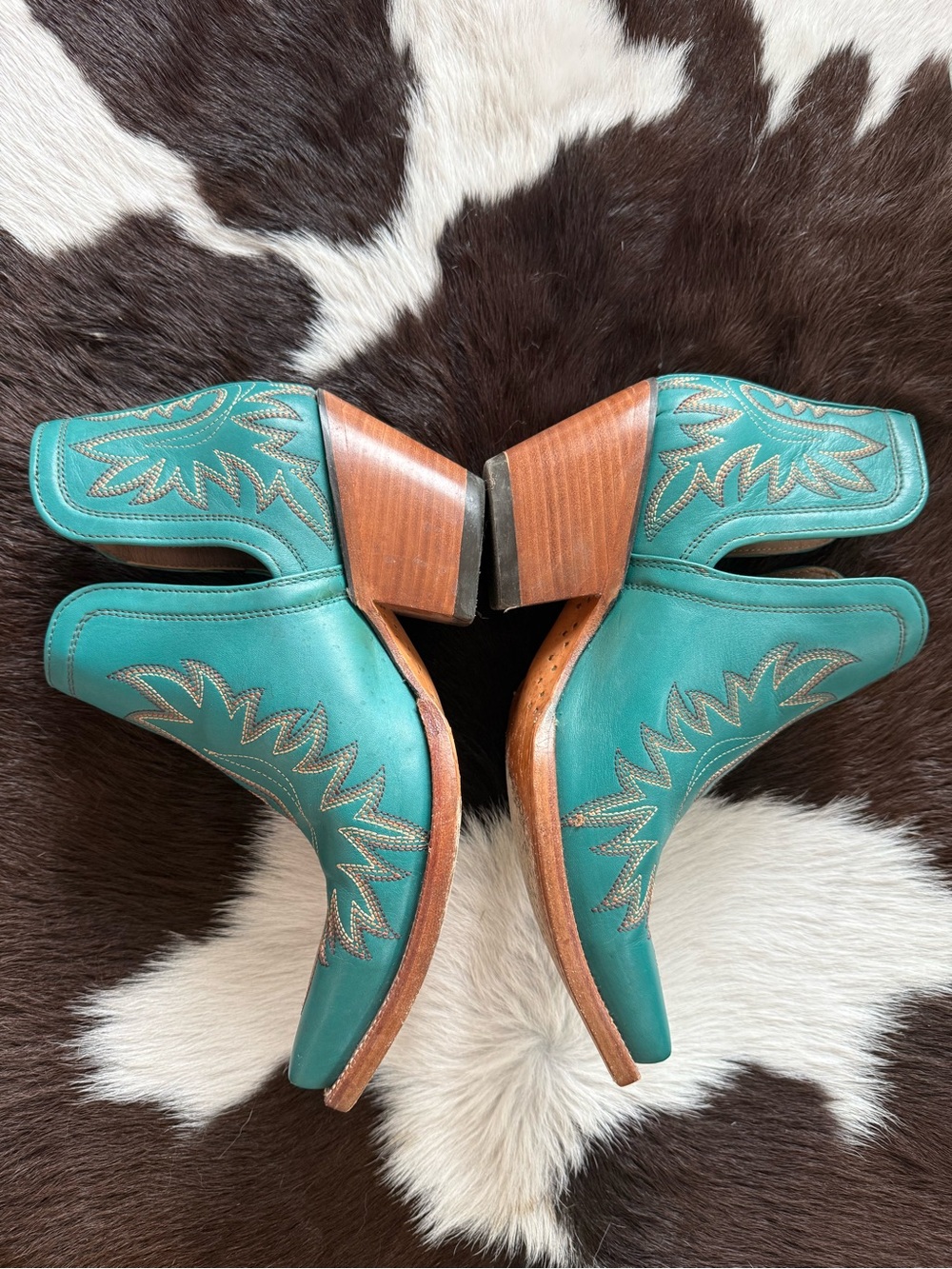 Ariat Dixon Booties Turquoise Leather Western Ankle Boots - Women - Picture 6 of 8